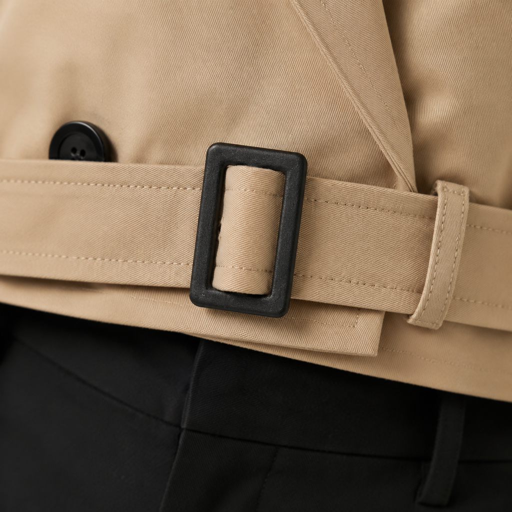 Louisa | Cropped Trench Coat with Double-Breasted Button
