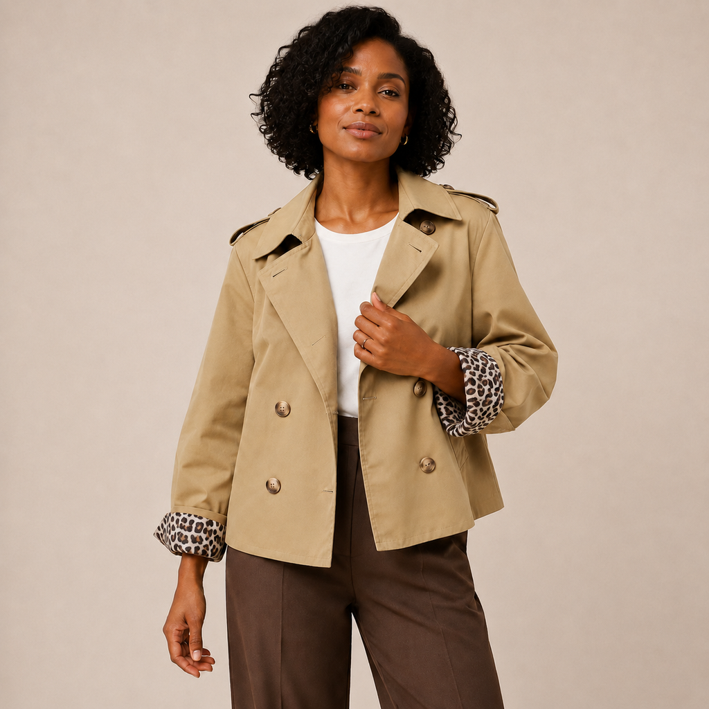 Romy | Short Trench Coat with Printed Lining