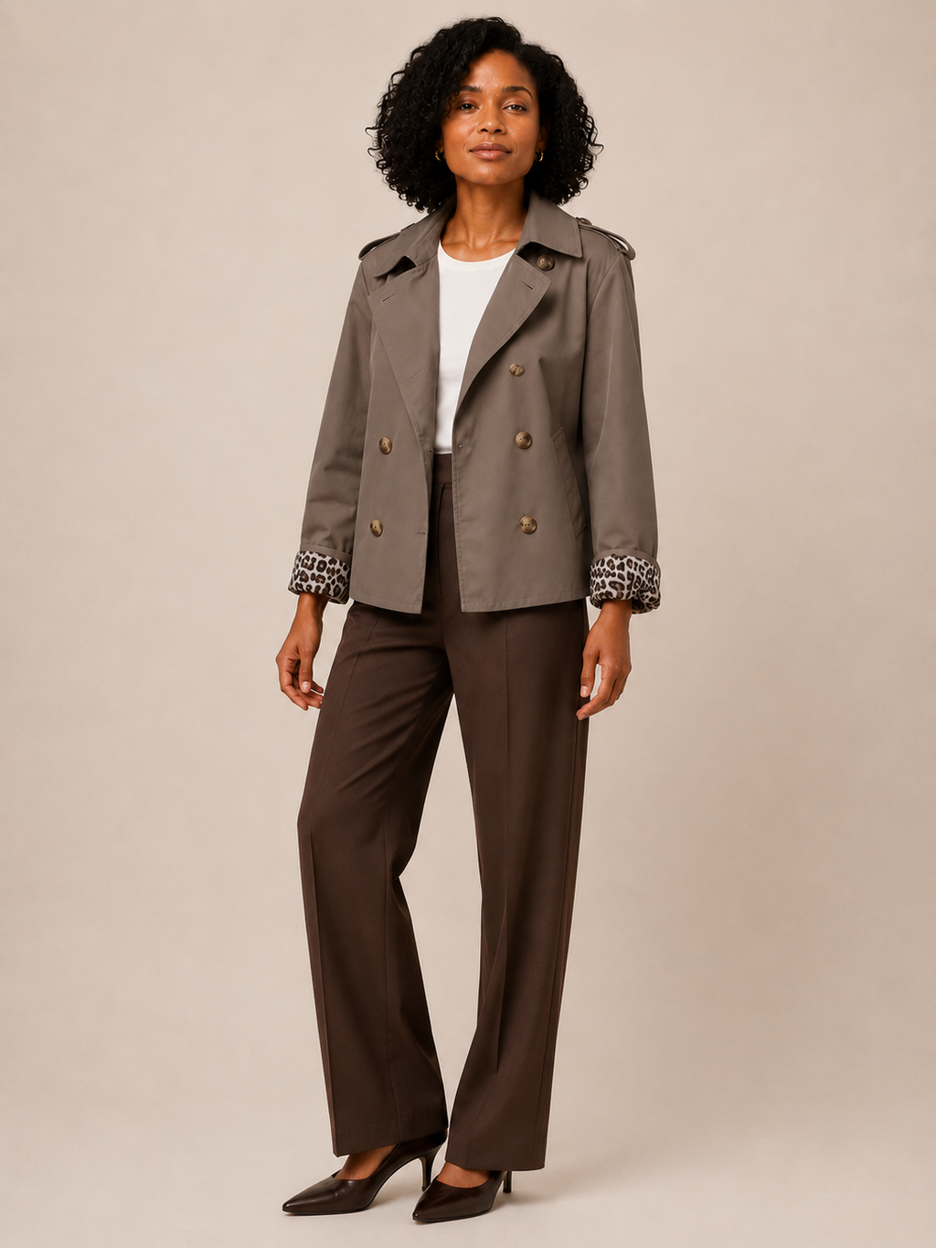 Romy | Short Trench Coat with Printed Lining