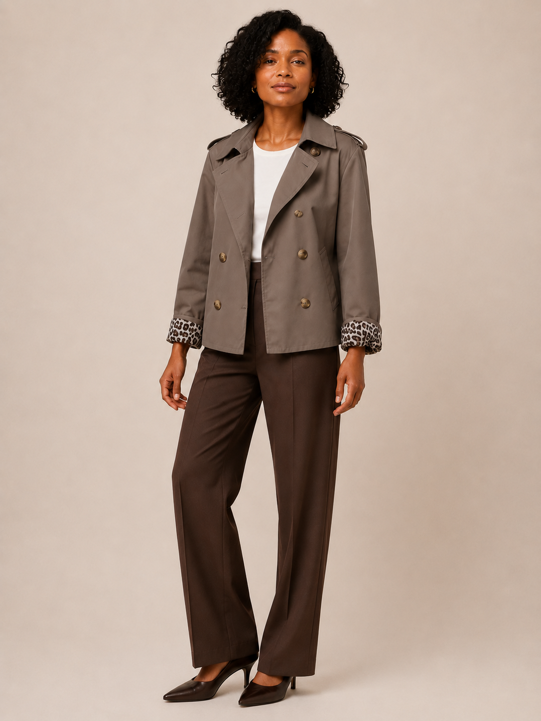 Romy | Short Trench Coat with Printed Lining