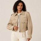 Anna | Beige Trench Coat Blazer with Lapel Collar