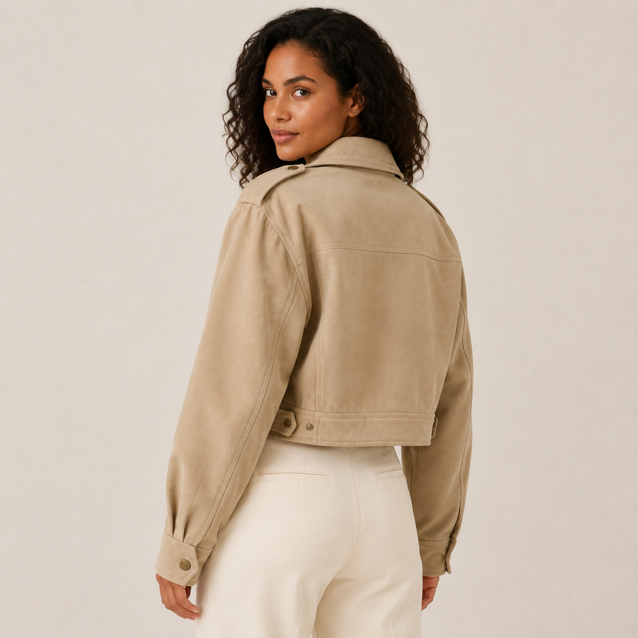 Anna | Beige Trench Coat Blazer with Lapel Collar