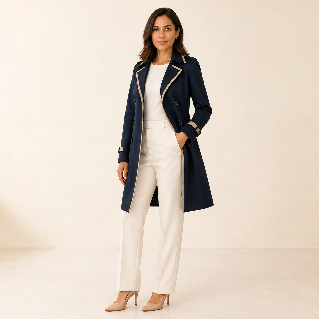 Celine | Lightweight Double-Breasted Trench Coat