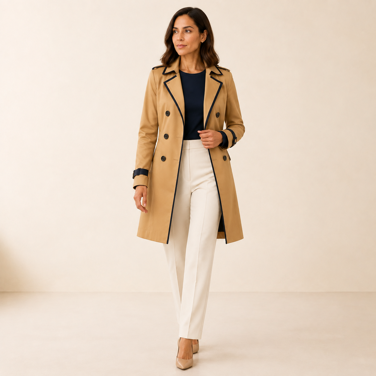 Celine | Lightweight Double-Breasted Trench Coat