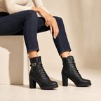 Margaux | Lace-Up Buckle Strap Ankle Boots