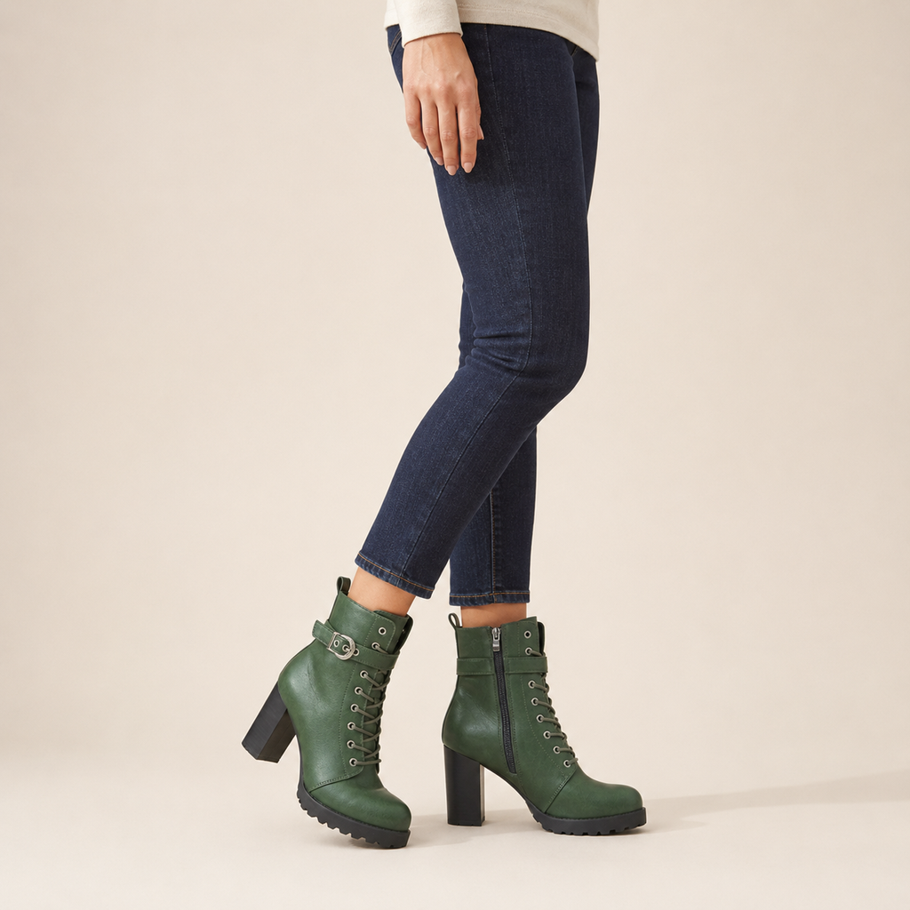 Margaux | Lace-Up Buckle Strap Ankle Boots