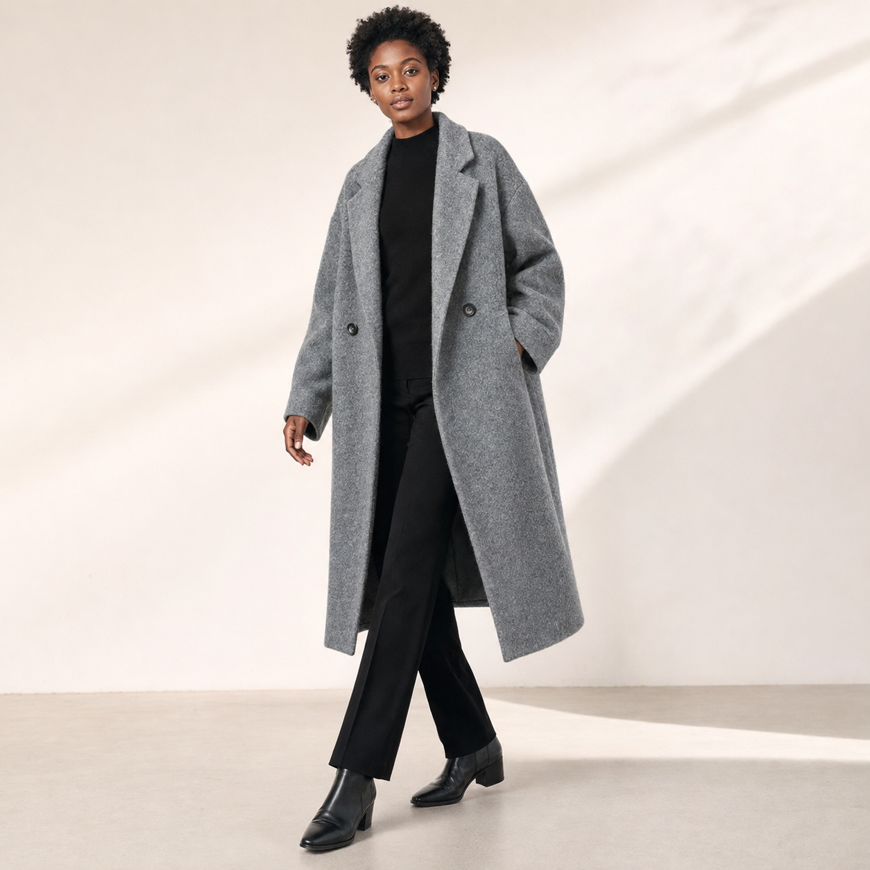 Cordelia | Long Wool Coat, Double-Breasted Oversized
