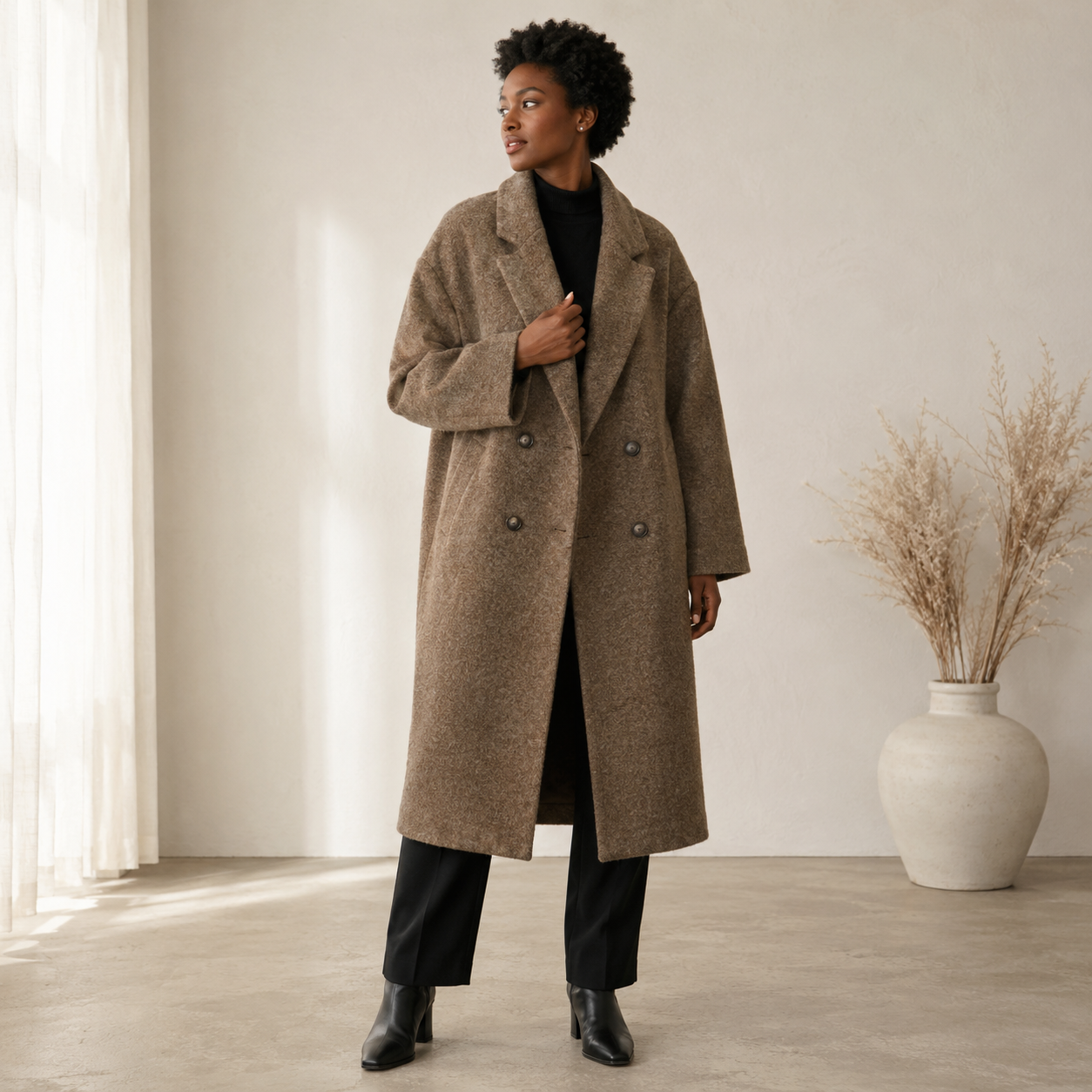 Cordelia | Long Wool Coat, Double-Breasted Oversized
