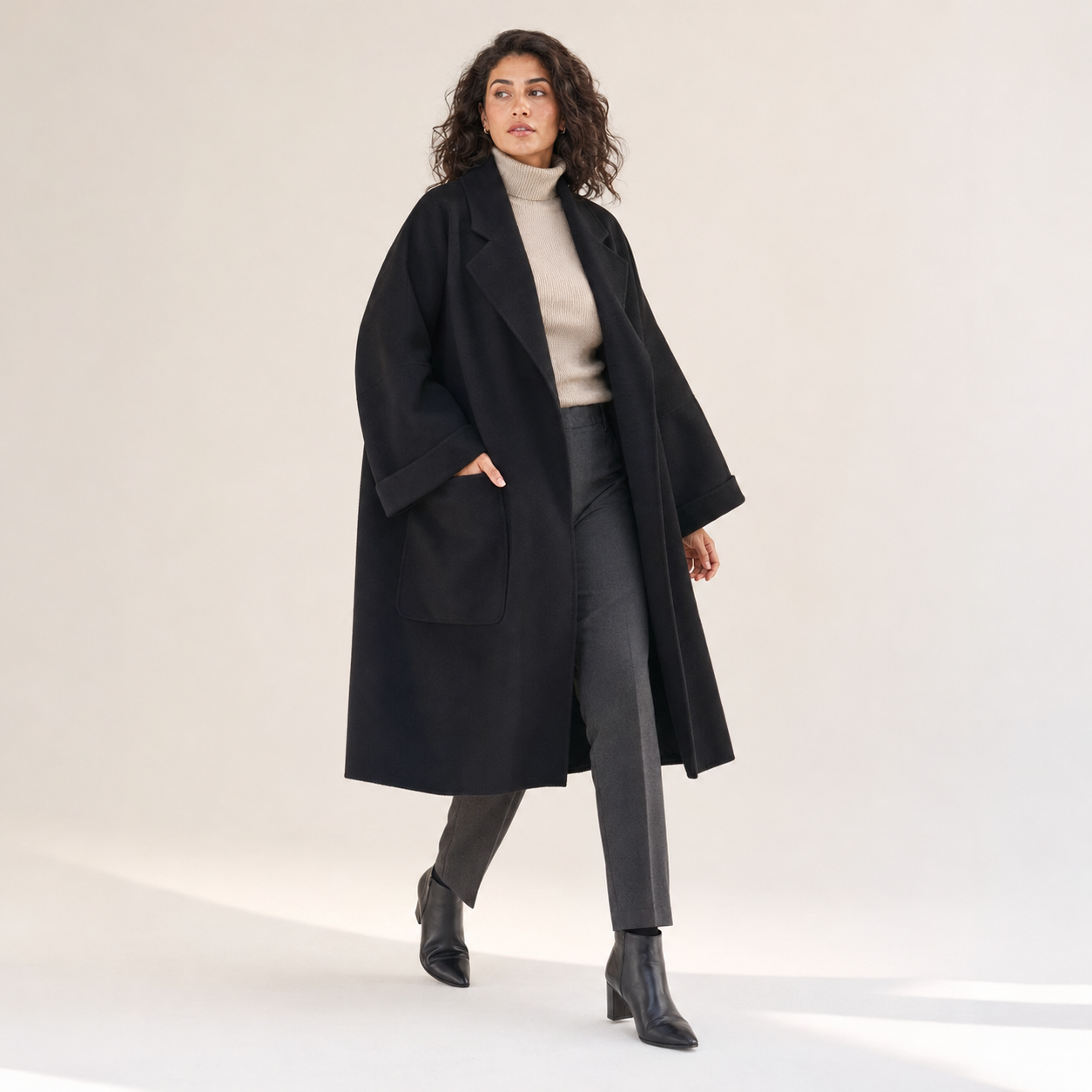 Ondine | Brown Wool Coat Oversized Double-Breasted