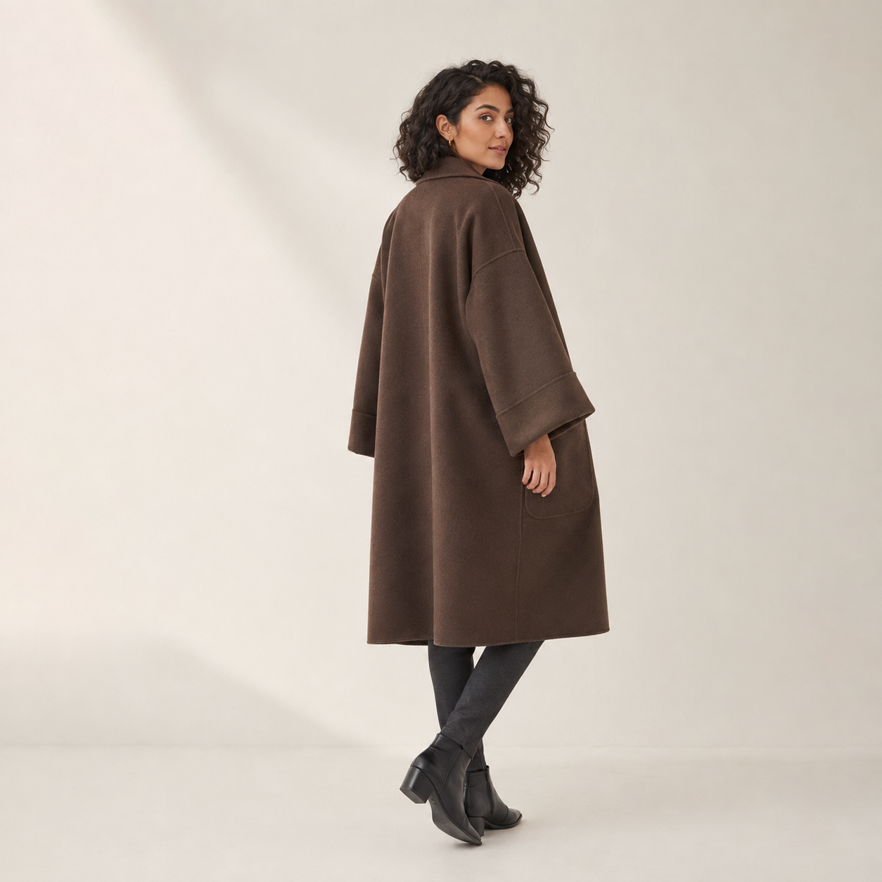 Ondine | Brown Wool Coat Oversized Double-Breasted