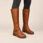Beatrice | Buckle-Strap Knee High Boots with Low Block Heel
