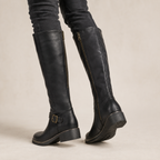 Beatrice | Buckle-Strap Knee High Boots with Low Block Heel