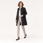 Eleanor | Black Mid-Length Wool-Blend Double-Breasted Trench Coat