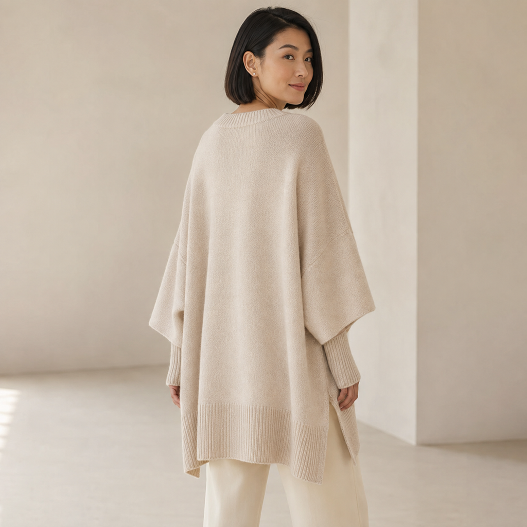 Yanna | Oversized Wool-Blend Sweater with Asymmetrical Hem