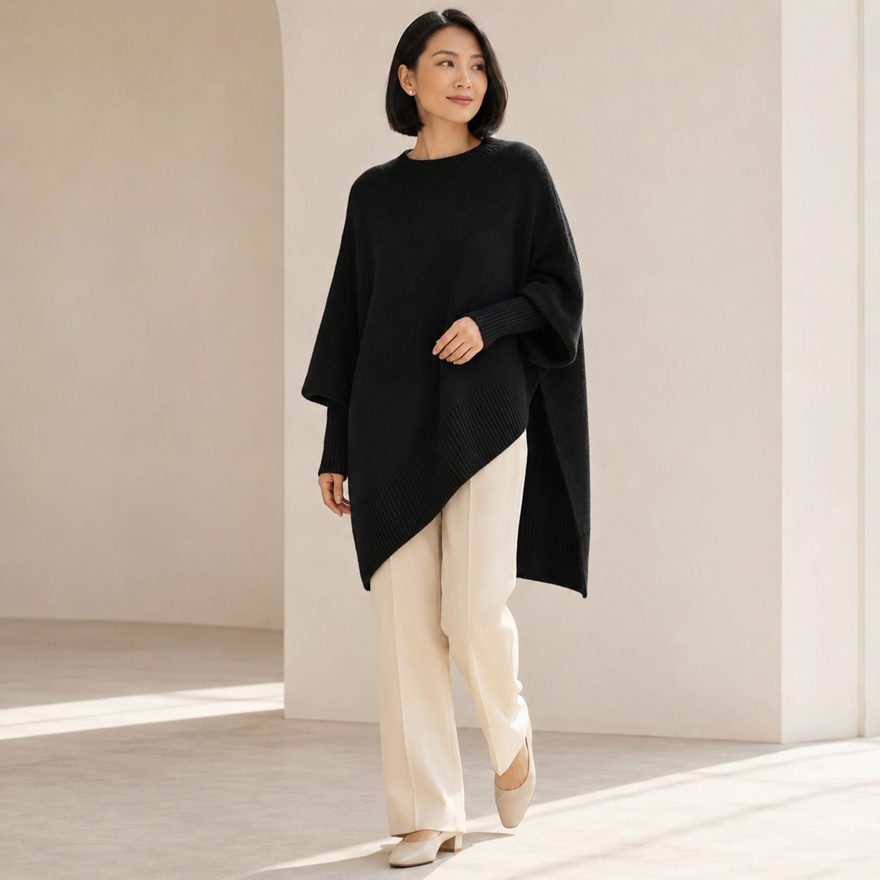 Yanna | Oversized Wool-Blend Sweater with Asymmetrical Hem
