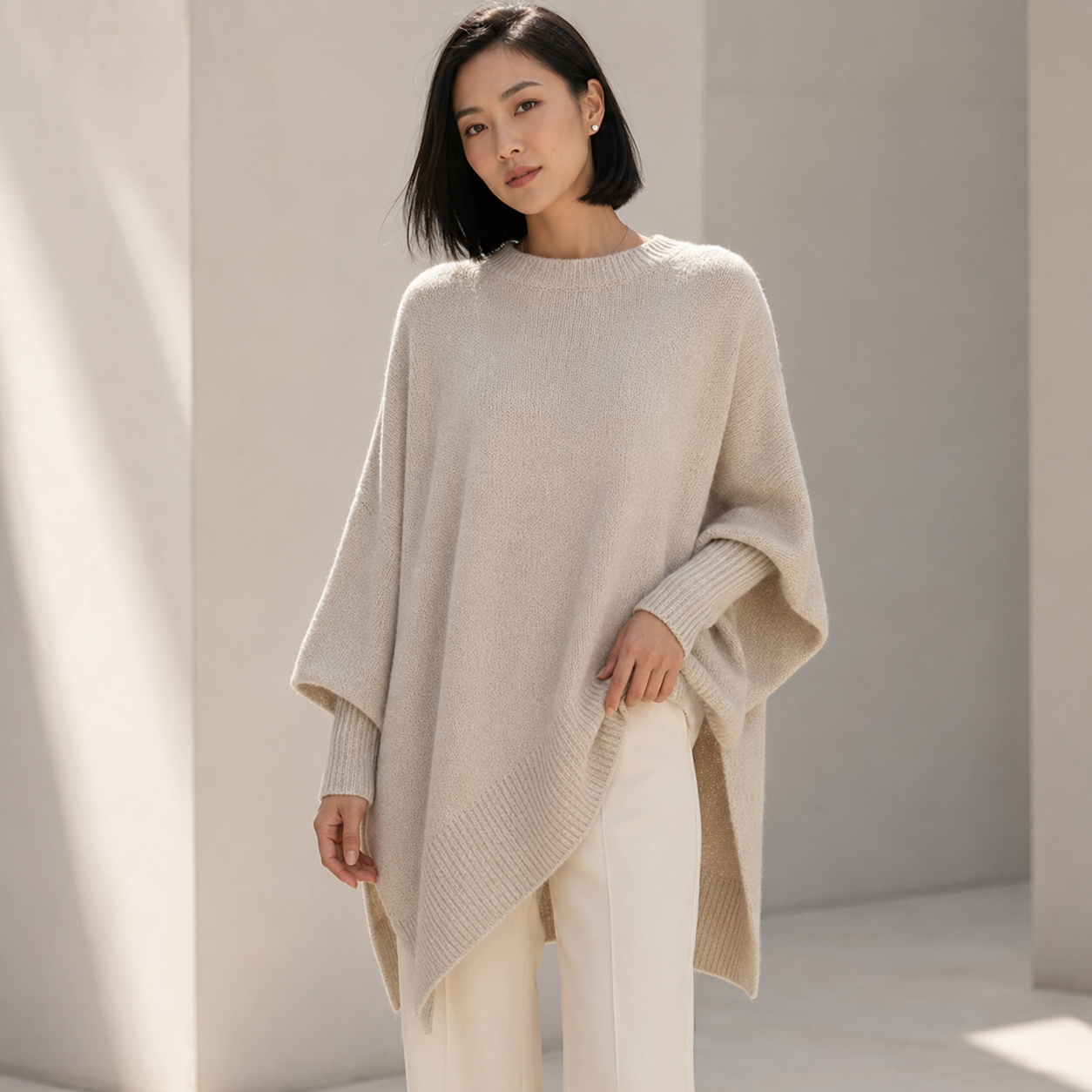 Yanna | Oversized Wool-Blend Sweater with Asymmetrical Hem