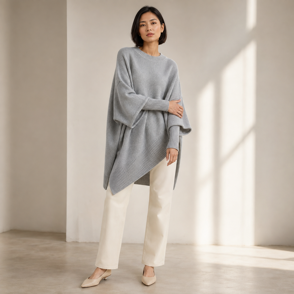 Yanna | Oversized Wool-Blend Sweater with Asymmetrical Hem