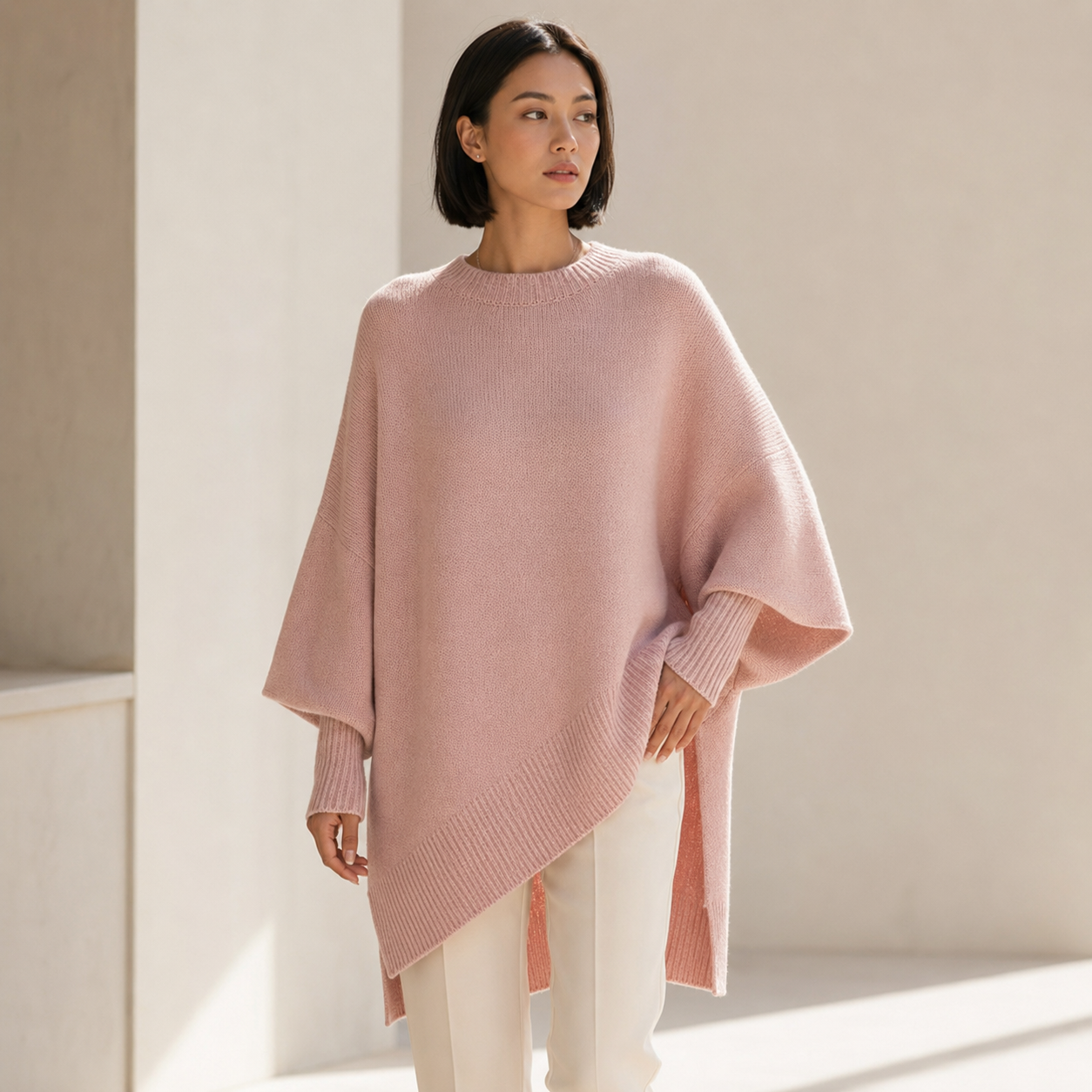 Yanna | Oversized Wool-Blend Sweater with Asymmetrical Hem