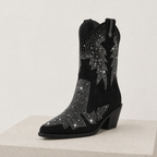 Petra | Black Western Ankle Boots with Studded Detail