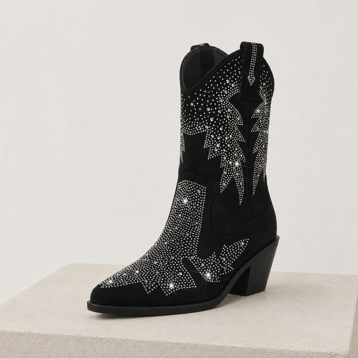 Petra | Black Western Ankle Boots with Studded Detail