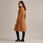 Odette | Sophisticated Longline Coat for Women with Belted Notch Lapel