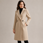 Odette | Sophisticated Longline Coat for Women with Belted Notch Lapel