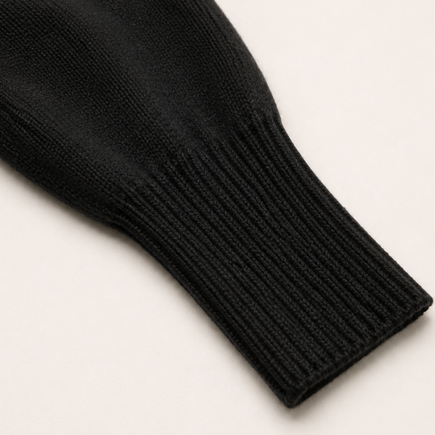Amandine | Sophisticated Black Turtleneck Sweater for Women with Asymmetric Bare Shoulder Detail