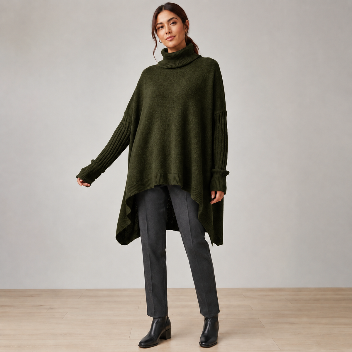 Zenobia | Elegant Cashmere Turtleneck Jumper for Women with Oversized Longline Fit