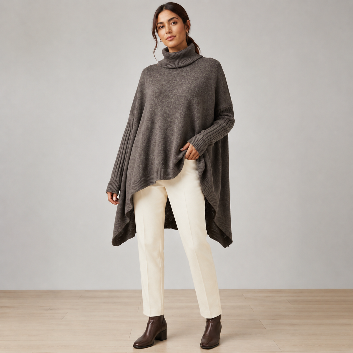 Zenobia | Elegant Cashmere Turtleneck Jumper for Women with Oversized Longline Fit