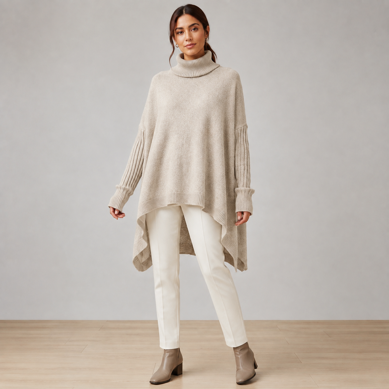 Zenobia | Elegant Cashmere Turtleneck Jumper for Women with Oversized Longline Fit