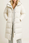 Noelle | Women's Long Padded Hooded Puffer Jacket – Insulated Longline Winter Coat