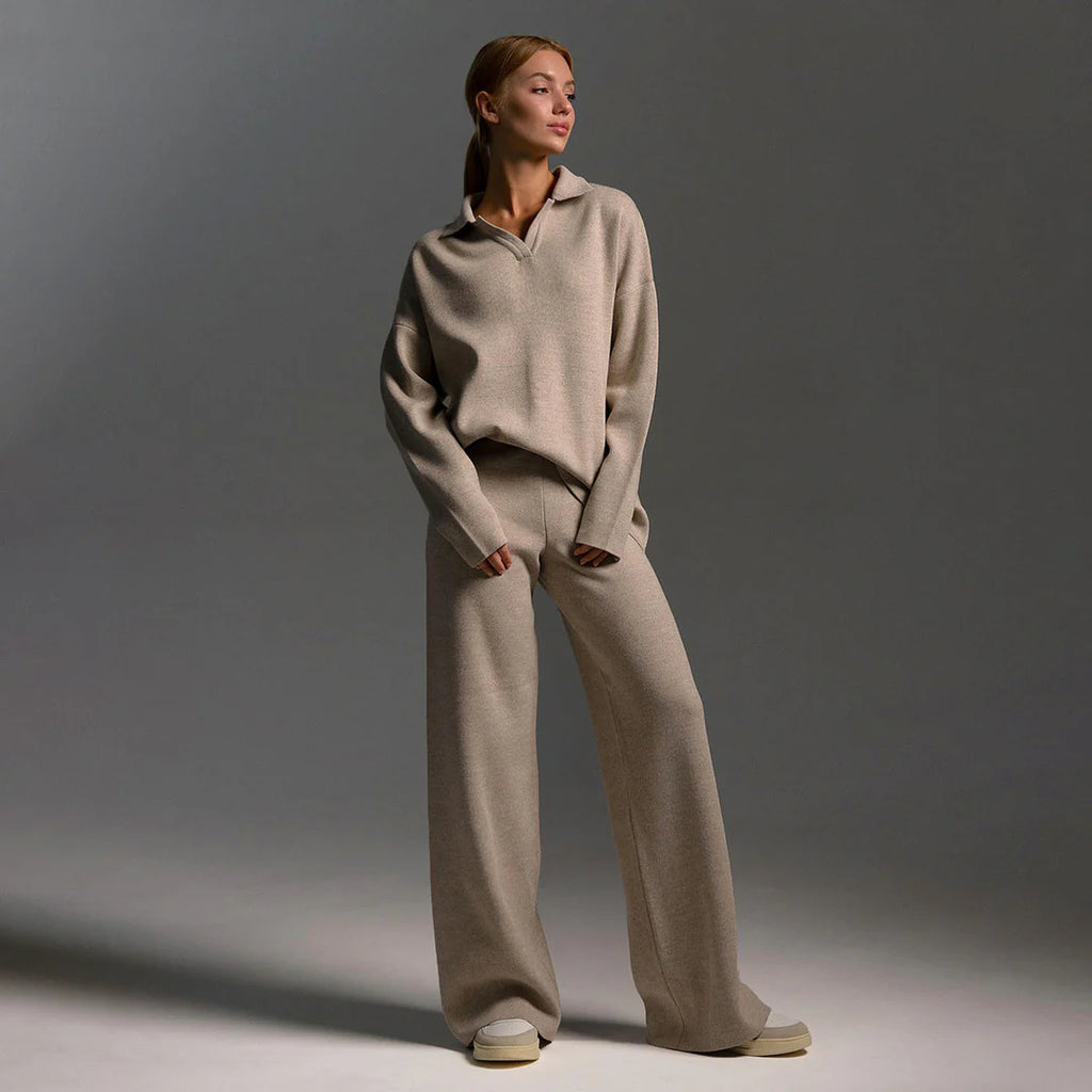 Nova | Cozy Oversized Knit Set with Wide Leg Pants