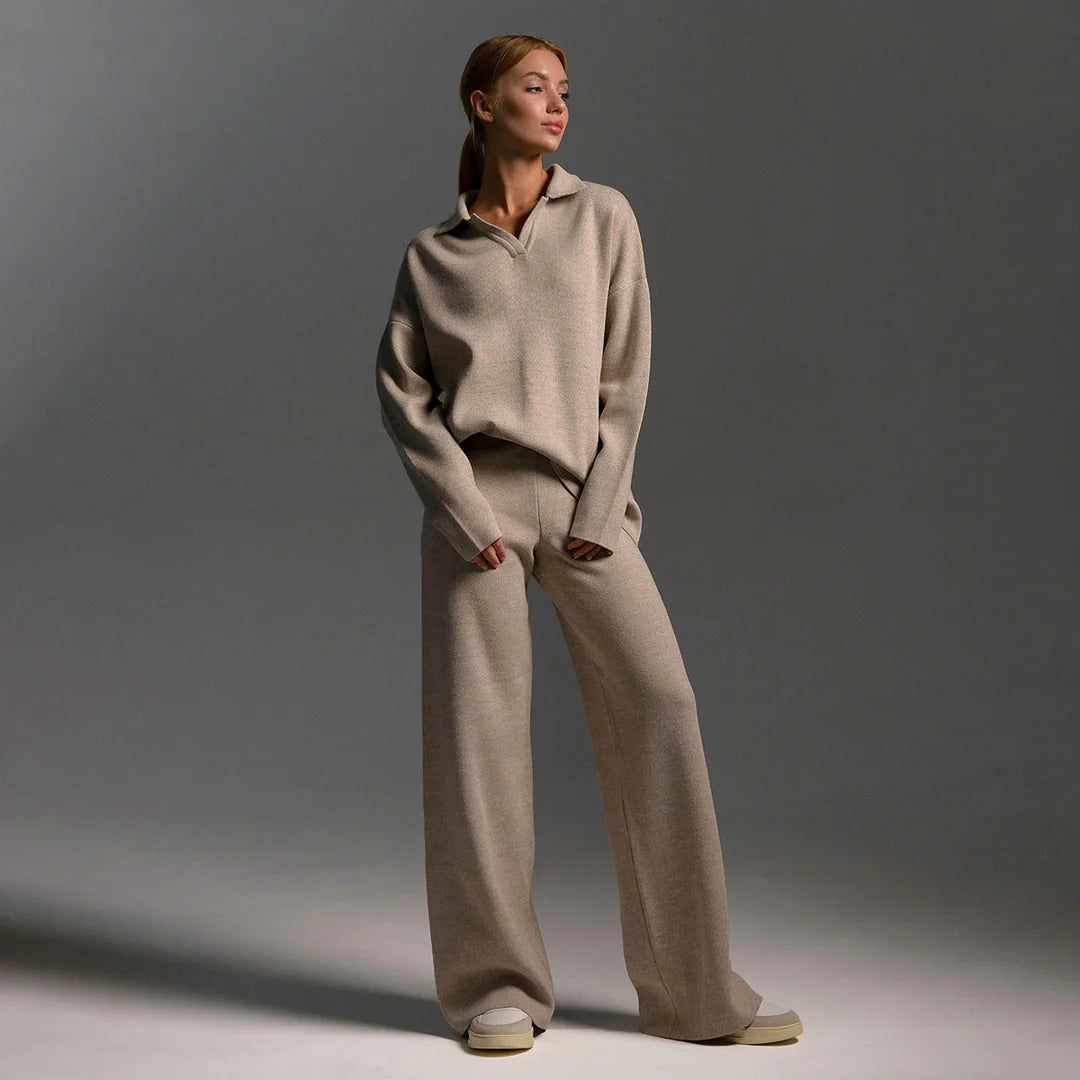 Nova | Cozy Oversized Knit Set with Wide Leg Pants