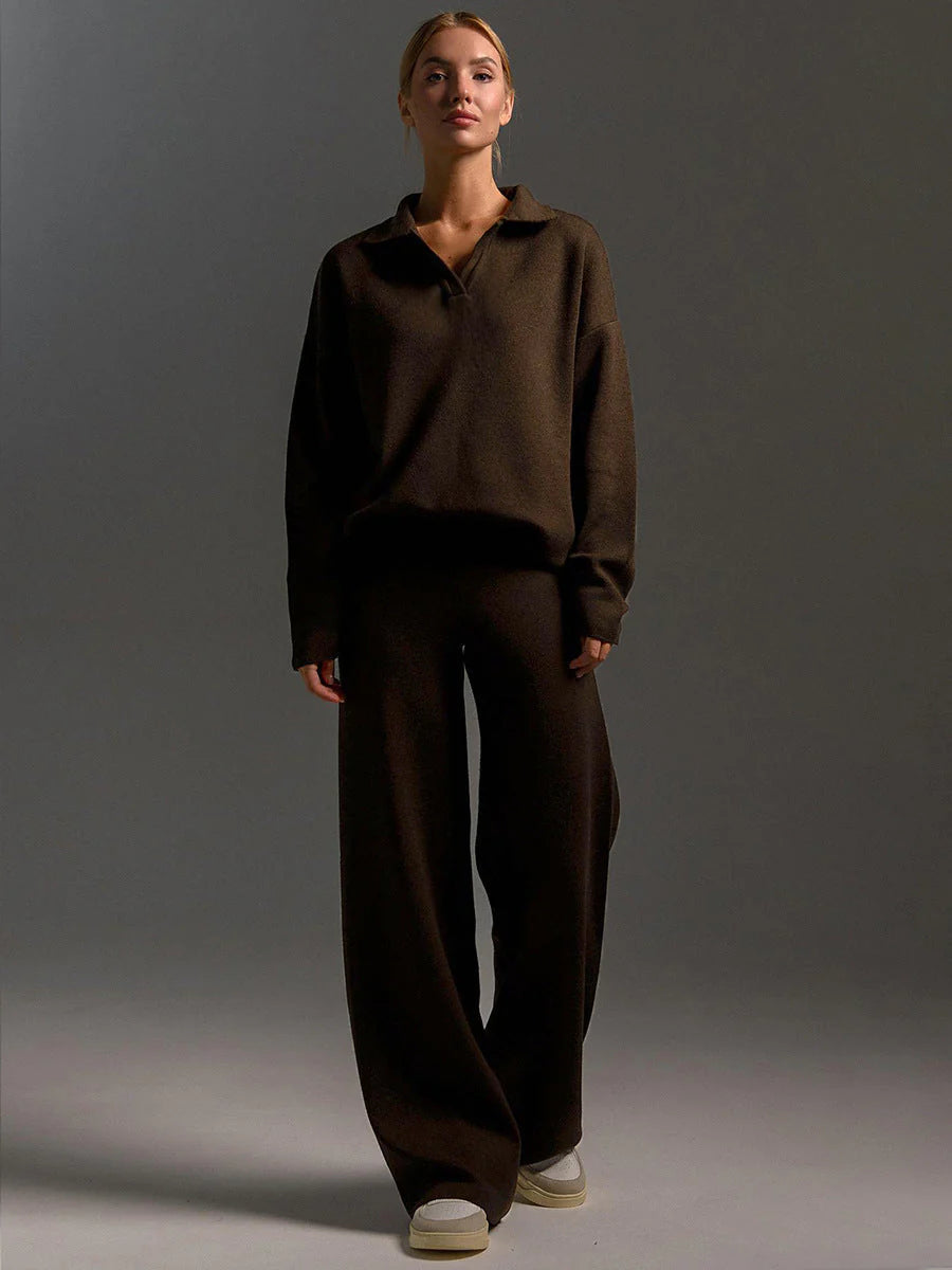 Nova | Cozy Oversized Knit Set with Wide Leg Pants