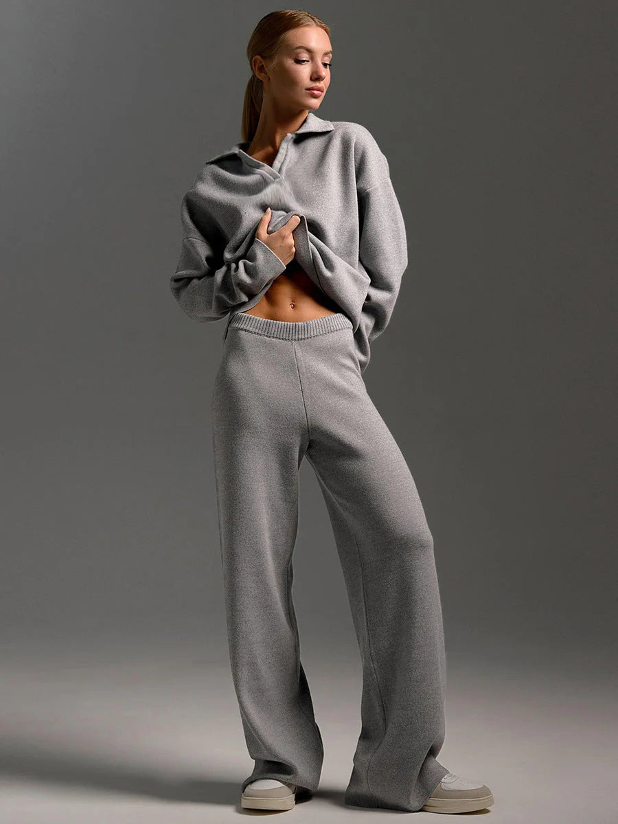 Nova | Cozy Oversized Knit Set with Wide Leg Pants