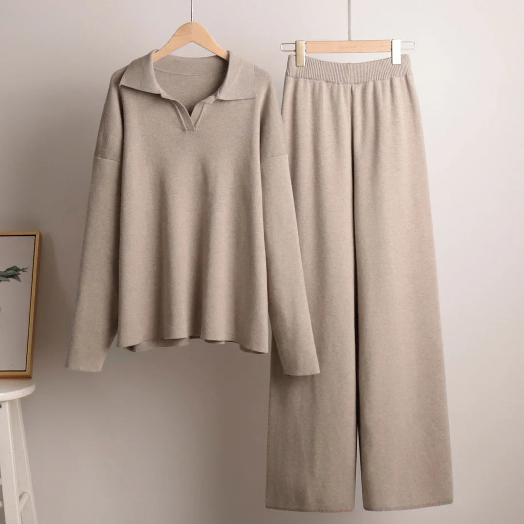 Nova | Cozy Oversized Knit Set with Wide Leg Pants
