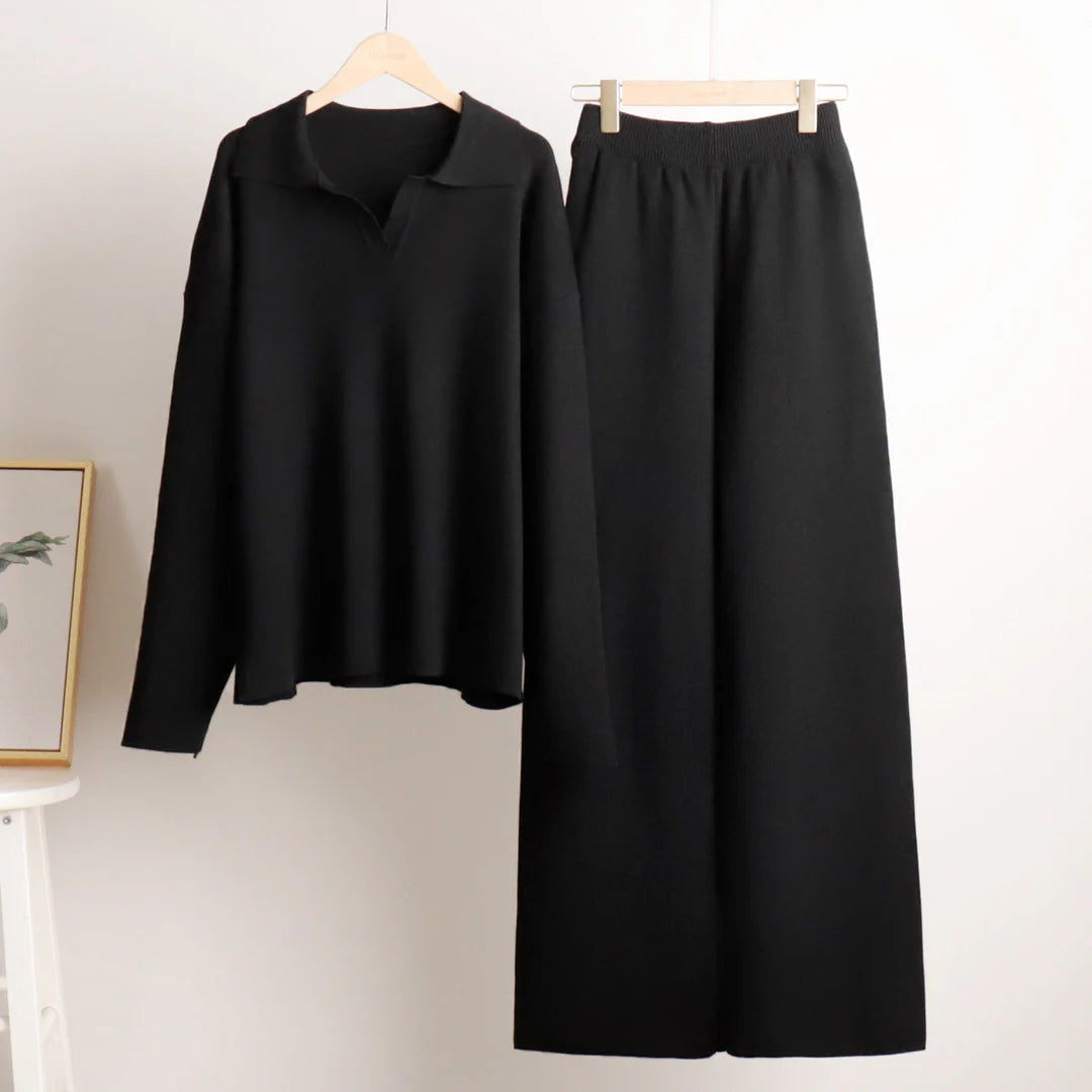 Nova | Cozy Oversized Knit Set with Wide Leg Pants