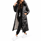 Serena | Women's Long Diamond-Quilted Puffer Jacket with High Collar & Relaxed Winter Fit