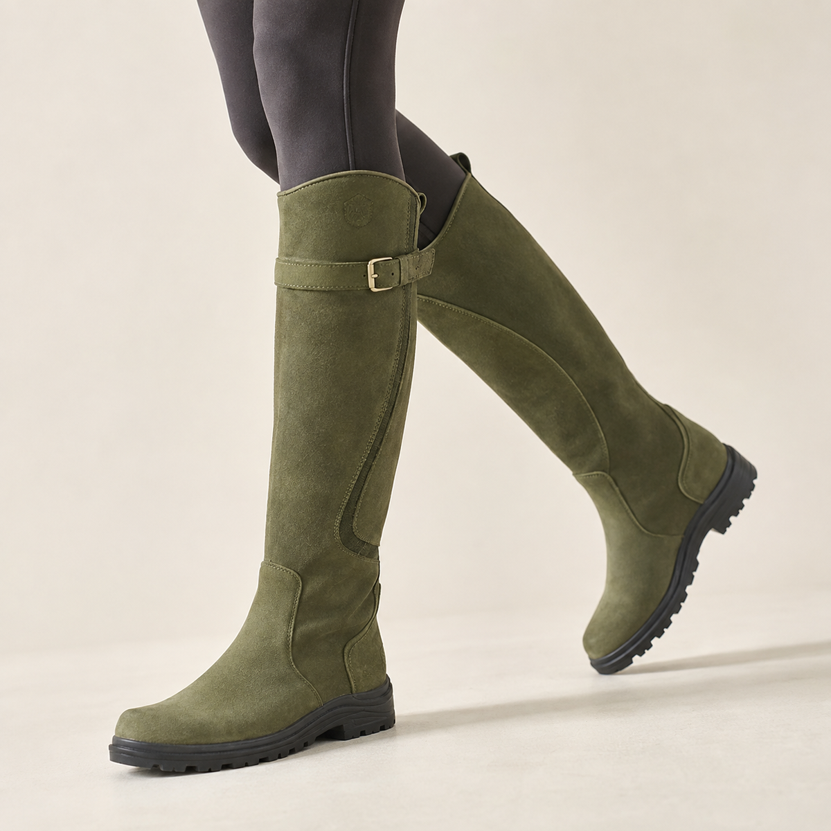 Josephine | Leather Knee High Boots with Buckle Detail