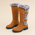 Genevieve | Faux Suede Plush-Lined Knee High Boots with Buckle Detail