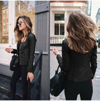 Isabeau – Women's Blue Structured Faux Leather Jacket