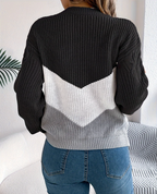 Annika | Women's Cable Knit Jumper – Colour Block Jumper
