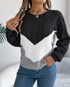 Annika | Women's Cable Knit Jumper – Colour Block Jumper
