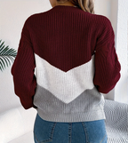 Annika | Women's Cable Knit Jumper – Colour Block Jumper