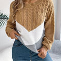 Annika | Women's Cable Knit Jumper – Colour Block Jumper