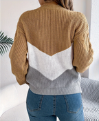 Annika | Women's Cable Knit Jumper – Colour Block Jumper