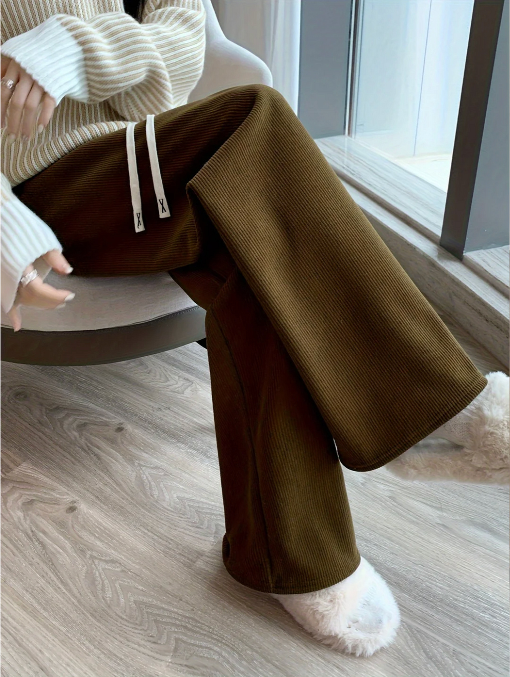 Petra | Women's Fleece Lined Trousers – Wide Leg Trousers