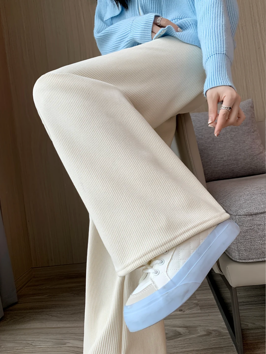 Petra | Women's Fleece Lined Trousers – Wide Leg Trousers