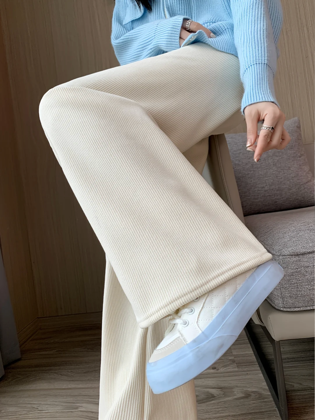 Petra | Women's Fleece Lined Trousers – Wide Leg Trousers