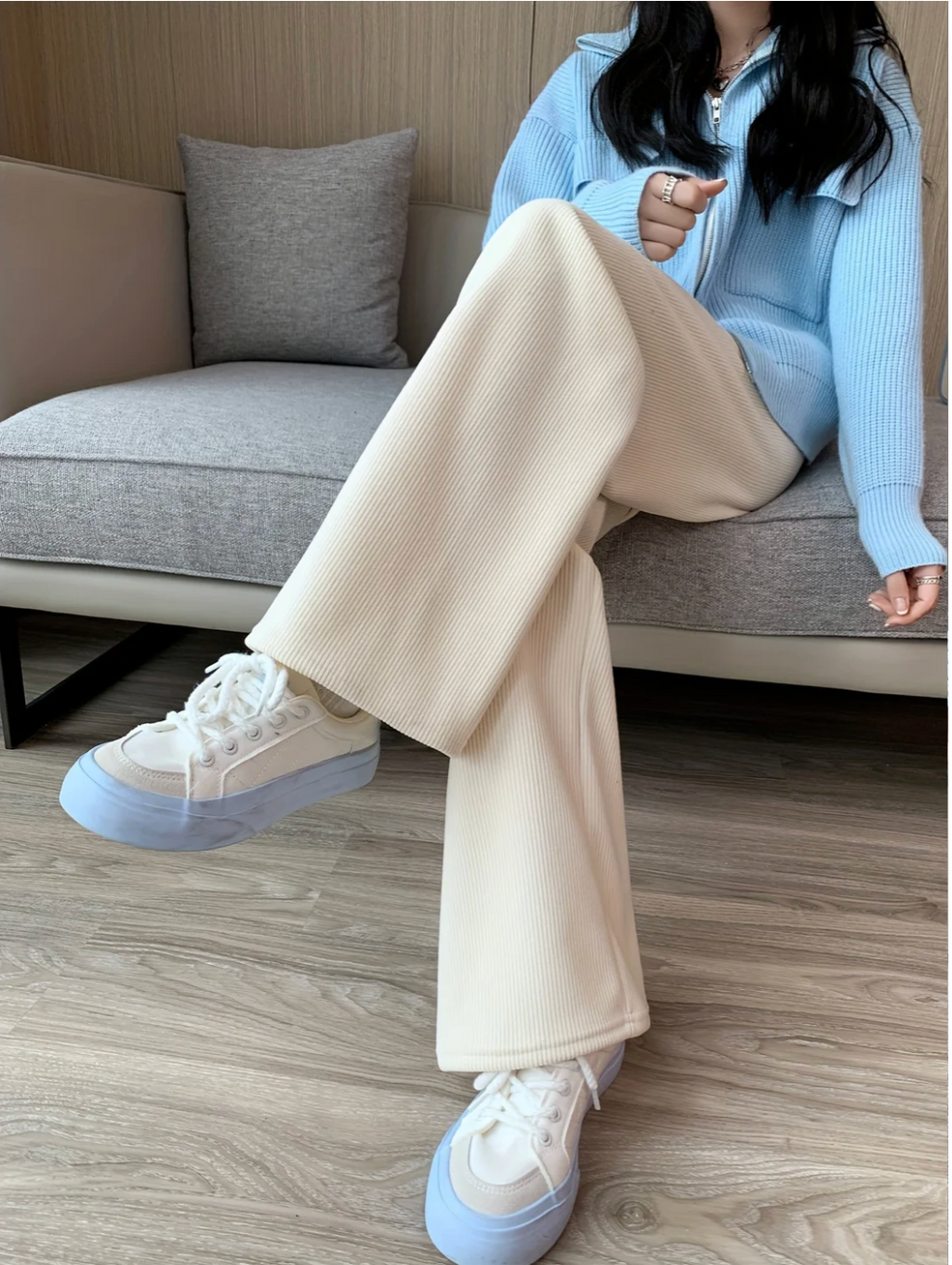 Petra | Women's Fleece Lined Trousers – Wide Leg Trousers